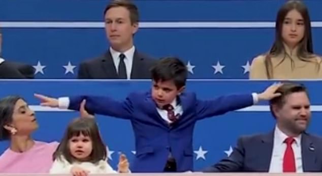 The Vances children are seen looking for attention during the GOP convention in 2024