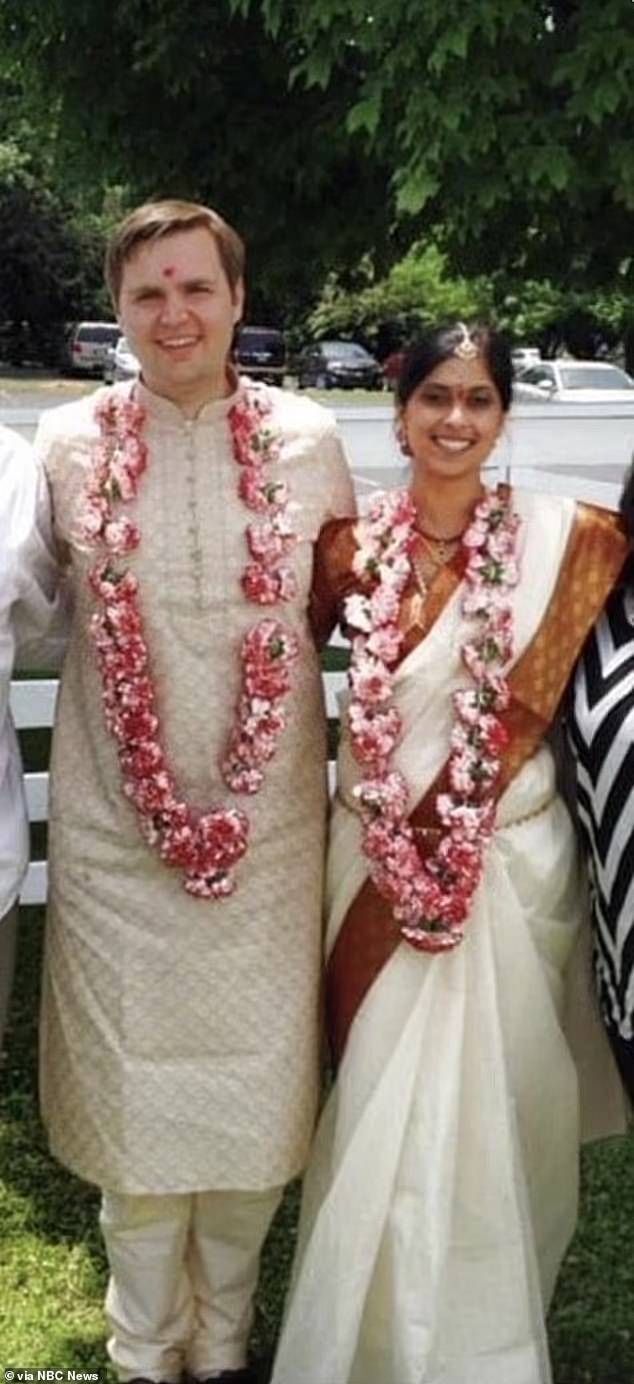 Chilukuri and Vance married on June 14, 2014, in Kentucky in an interfaith marriage ceremony. Her husband's friend read from the Bible and a Hindu pandit blessed the couple