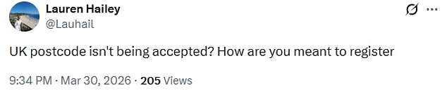 Some UK fans reported that the presale wouldn't accept UK postcodes, with one sharing a screenshot on X and calling the process a 'shambles'