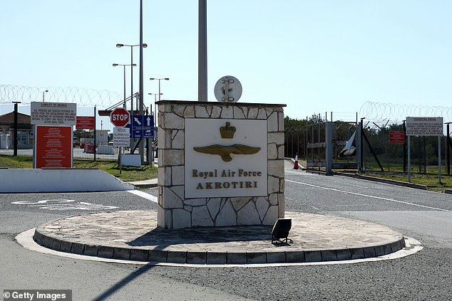 The entrance of RAF Akrotiri pictured on March 2, 2026 in Akrotiri, Cyprus