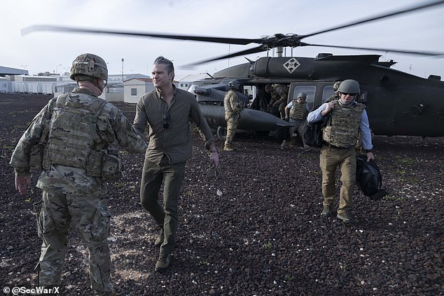 The secretary of war posted photos after a top secret trip to the Middle East