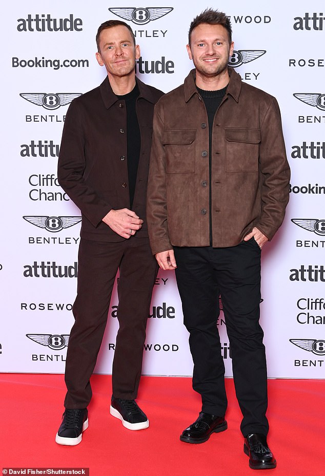 Mills married his long-term partner Sam Vaughan at a celebrity-studded wedding in Barcelona in 2024. They are pictured at an awards ceremony in February this year
