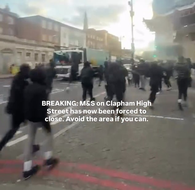 Clips circulating on social media see crowds of children tearing through the neighbourhood in south London, terrorising locals and forcing shops to close