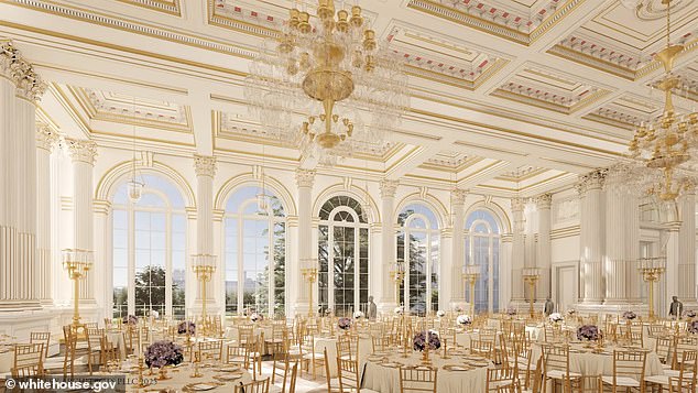 A rendering of what President Donald Trump's proposed ballroom will look like. There have been a number of design changes since the orignal designs were shared