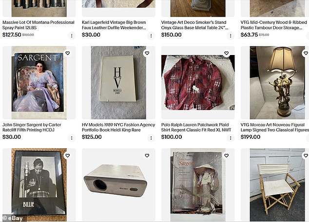 More items Michael listed on his eBay website, some products range from designer clothes to rare objects