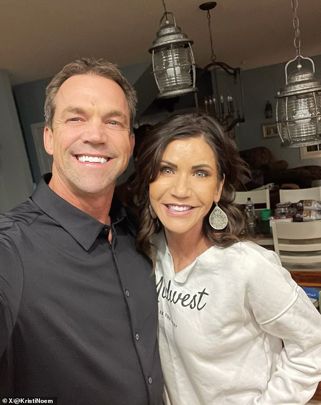 The Daily Mail published photos that Bryon Noem sent of himself to fetish porn models online where he appears to have stuffed two balloons inside his shirt to resemble breasts