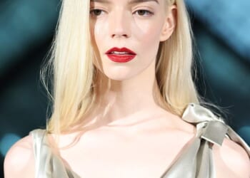 The Queen's Gambit star Anya Taylor-Joy wears her platinum blonde locks in a soft, side-parting during a fundraiser for the Louvre earlier this month