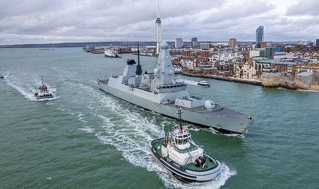 HMS Dragon leaves Portsmouth harbour for Cyprus on Tuesday