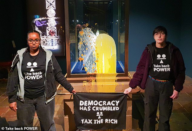 Take Back Power's previous stunts include pouring custard over the Crown Jewels last year