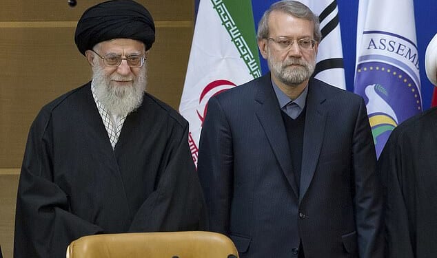 Iran's Supreme Leader Ayatollah Ali Khamenei (left) died in joint US and Israeli strikes in Tehran in the early hours of Saturday. He is pictured here with Ali Larijani (right) - who has largely taken control of Iran