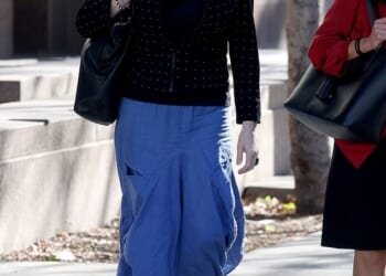 Alice Evans, 57, was seen smiling as she left court in Los Angeles, California, on Friday after completing the final day of her trial with ex-husband Ioan Gruffudd, 52