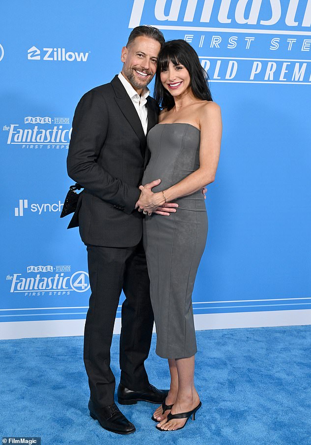 Gruffudd married Bianca Wallace in April last year and she gave birth to their daughter, Mila, in November (pictured in July 2025)