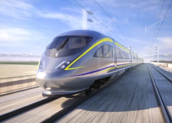 America's first 'bullet train' revealed as high-speed rail track promises to cut LA to San Francisco trip in half