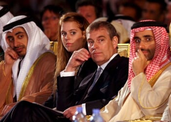 The Yorks have made multiple jaunts to the UAE in recent years. Pictured: Beatrice and Andrew in Abu Dhabi in 2008