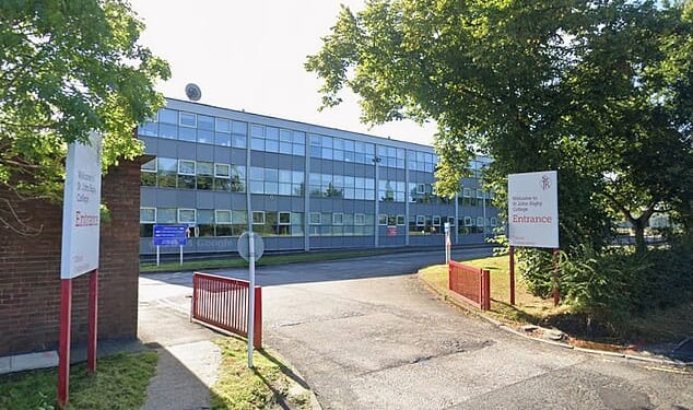 St John Rigby College (pictured), in Orrell, has issued a statement to parents and carers about a 'suspected meningococcal case' affecting one of their students