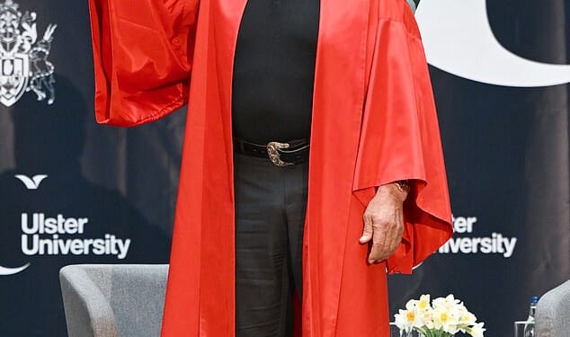 Arnold Schwarzenegger received an honorary doctorate degree from Ulster University (UU) in Belfast, Northern Ireland, on Monday