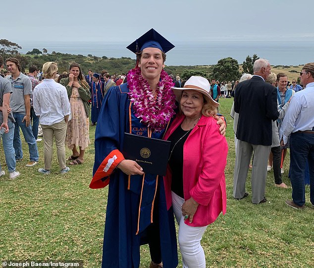 The Pepperdine University grad was only 13 in 2011 when Schwarzenegger revealed he secretly fathered him during a 'one-night stand' with his former housekeeper (R, pictured in 2019), which ended his 25-year marriage to journalist Maria Shriver before their divorce was finalized in 2021