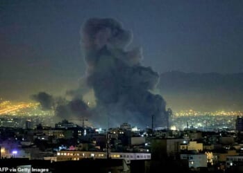 Smoke plumes rise in Tehran after the US and Israel launched air strikes against Iran on March 1