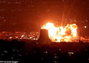 The war in Iran rages on: an explosion erupts following strikes near Azadi Tower close to Mehrabad International Airport in Tehran on Saturday