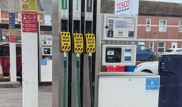 Some petrol stations are running low on fuel, as pumps were closed in Teignmouth, Devon this morning