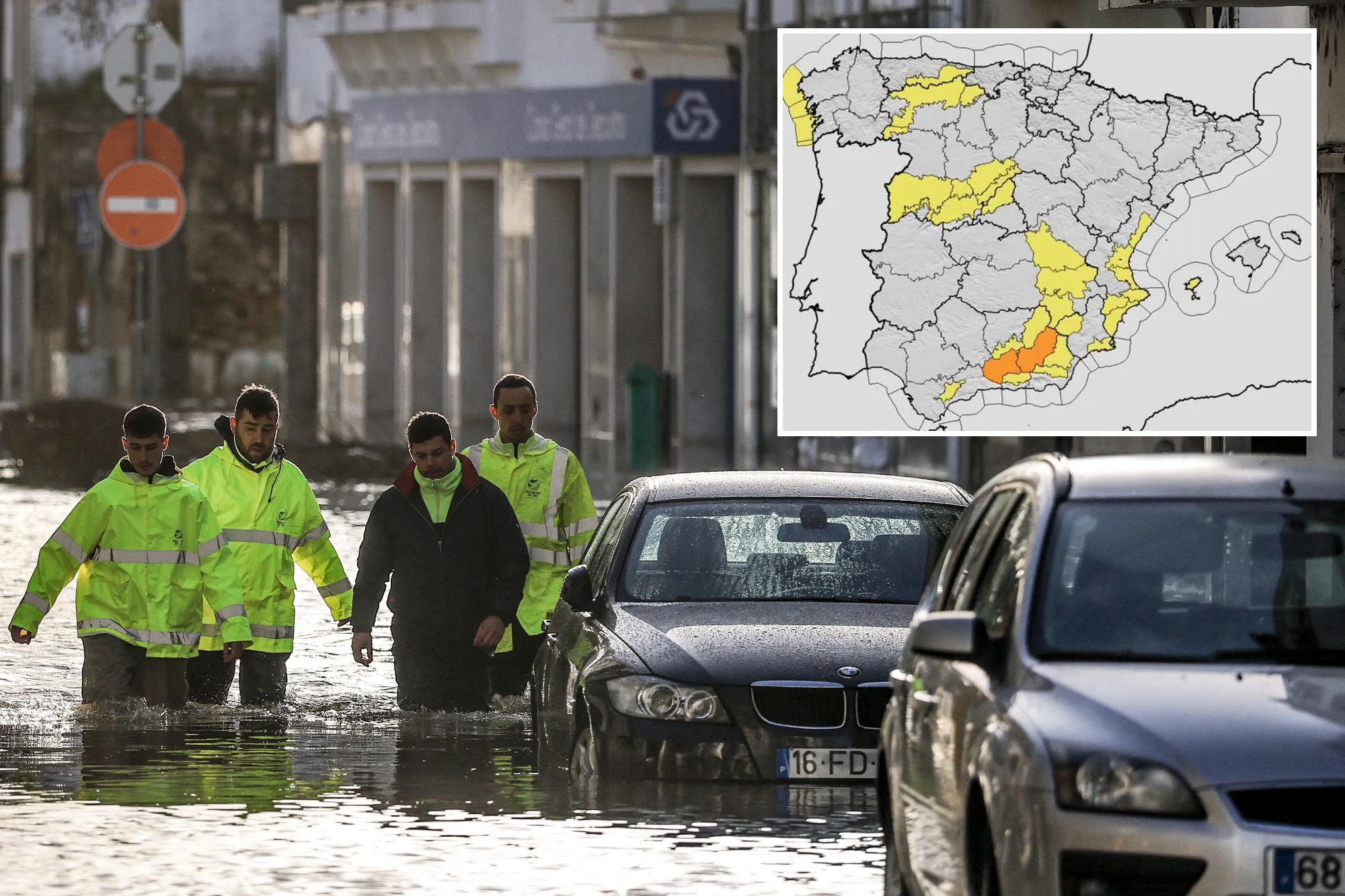 An image collage containing 2 images, Image 1 shows PORTUGAL-WEATHER-CLIMATE-FLOOD-EMERGENCY, Image 2 shows NINTCHDBPICT001065287123