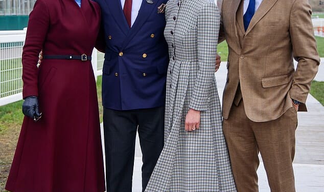 Peter Philips and his fiancée Harriet Spearling posed alongside Zara and Mike Tindall at day four of Cheltenham Festival