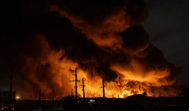 Flames rise from the Shahran oil depot in Tehran after US and Israeli missile strikes