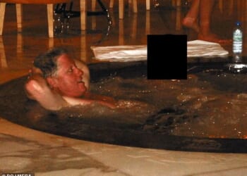 A photograph released in December by the Department of Justice shows Bill Clinton reclining in a hot tub beside a woman whose face was redacted