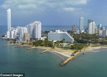 The 30-year-old died after getting into difficulties in the sea off the Caribbean port city of Cartagena (pictured)