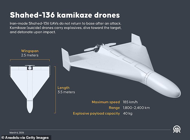 Shahed drones cost a mere £20,000 to build and are massed produced by Iran and Russia