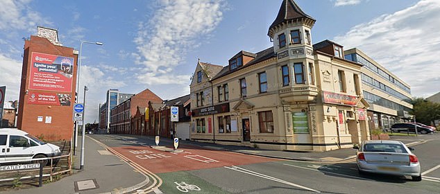 Pictured: The bus gate along Corporation Street in Preston. It is Britain's 'most lucrative' bus lane raking in £4,200 a day