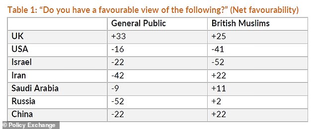 British Muslims have a net positive +22 view of Beijing and a +2 view of Moscow