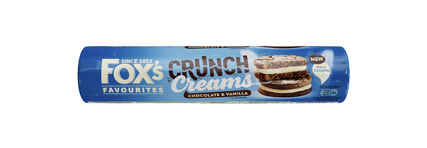 Fox's Favourites Crunch Creams Chocolate & Vanilla Flavour biscuit package.