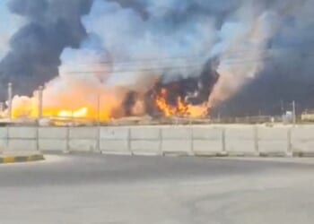 The South Pars gas field in Iran after a strike in recent days