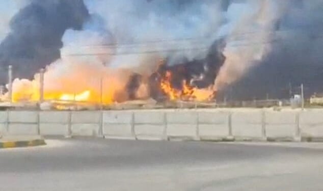 The South Pars gas field in Iran after a strike in recent days