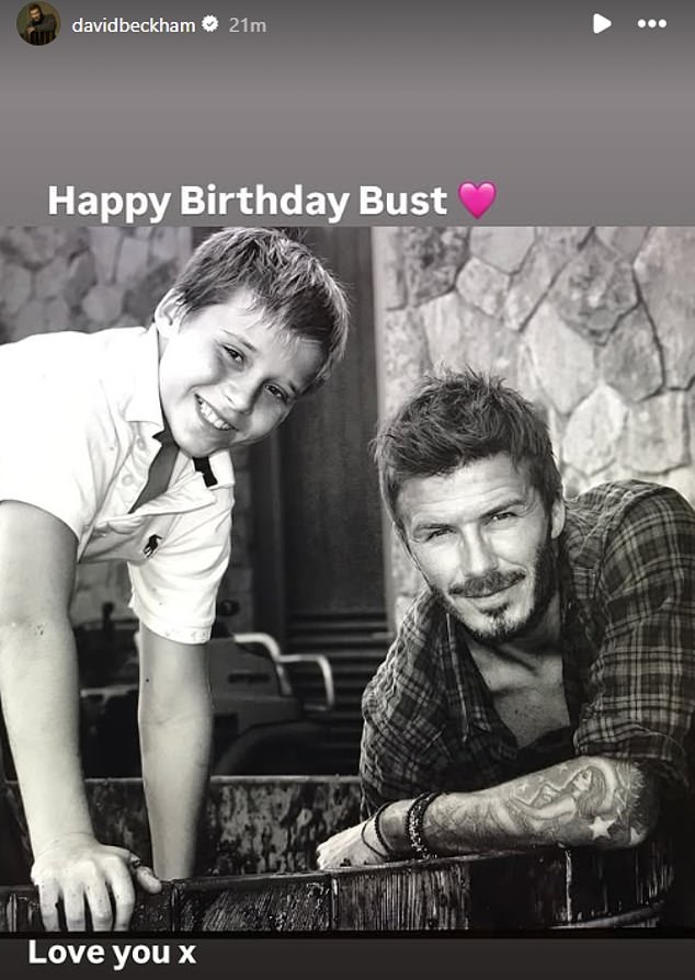 Brooklyn's father David was the first of the Beckhams to mark the day on social media, sharing two childhood photographs of his eldest son ¿ affectionately known as Bust ¿ on Instagram