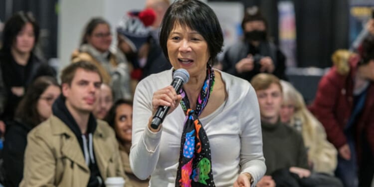 Mayor of Toronto Olivia Chow speaks at Toronto Catstravaganza at Exhibition Place on March 1, 2025.
