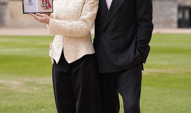Carey Mulligan was supported by her husband Marcus Mumford as she was awarded with a CBE by King Charles at Windsor Castle