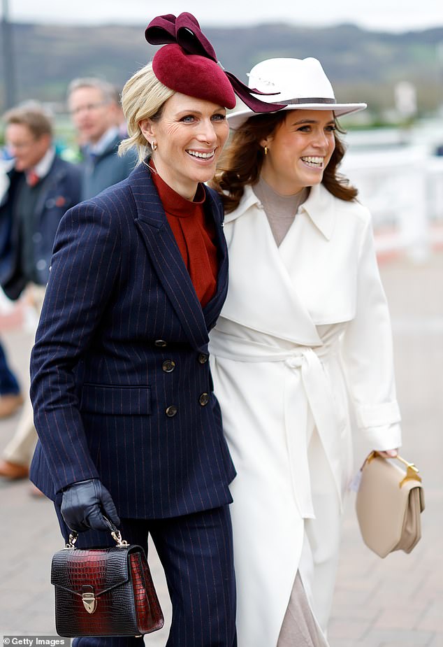 Zara Tindall and Princess Eugenie attend 'Style Wednesday' at the Cheltenham Festival in 2024