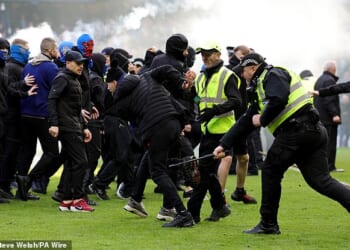 Celtic and Rangers fans had to be separated by police following the latest Old Firm derby