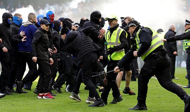 Celtic and Rangers fans had to be separated by police following the latest Old Firm derby