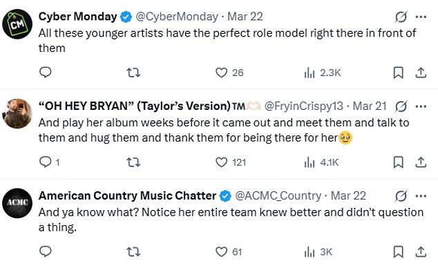 Fans have been responding to the incident, comparing her behaviour to that of Ms Swift and Lady Gaga - who are arguably much bigger stars but never complain about their passionate fans