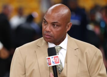 Former NBA player Charles Barkley, seen in a 2025 photo, paused in his sports commentary Sunday for an impassioned minute of virtue-signaling.