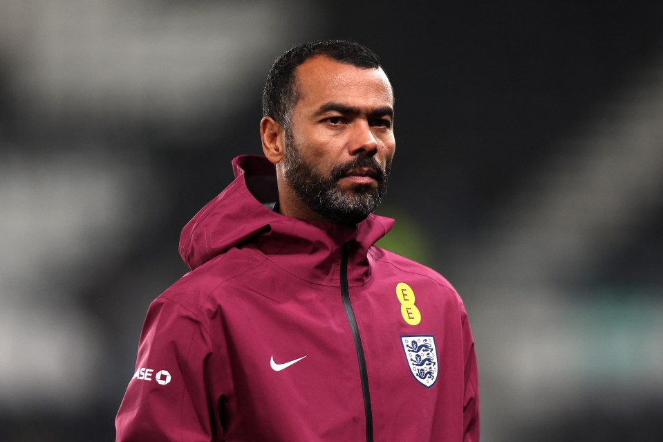 Ashley Cole, Assistant Head Coach of England U21's, looks on.