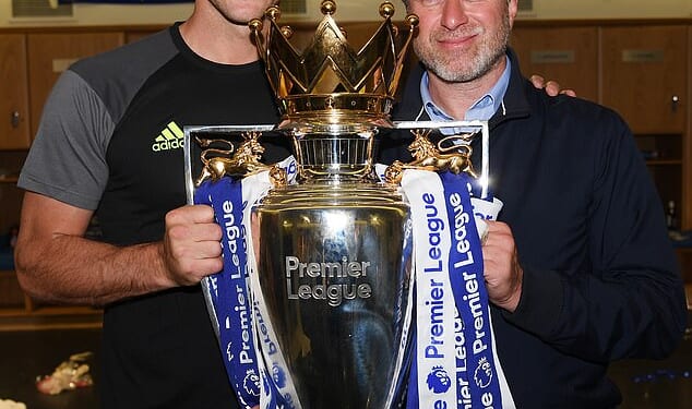Chelsea have been hit with a £10.75million fine aftter breaking transfer rules during the Roman Abramovich era (pictured: Abramovich with John Terry in 2017)
