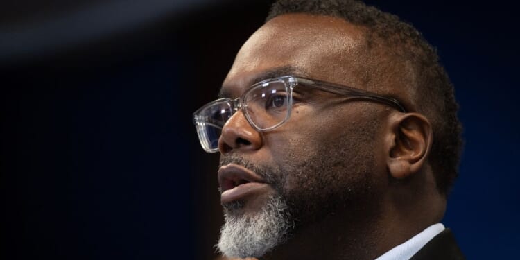 Chicago Mayor Brandon Johnson speaks at a news conference in Chicago on Oct. 6, 2025.
