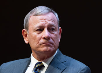 John Roberts, Chief Justice of the United States, speaks during a lecture to the Georgetown Law School graduating class of 2025, in Washington, D.C., on May 12, 2025.