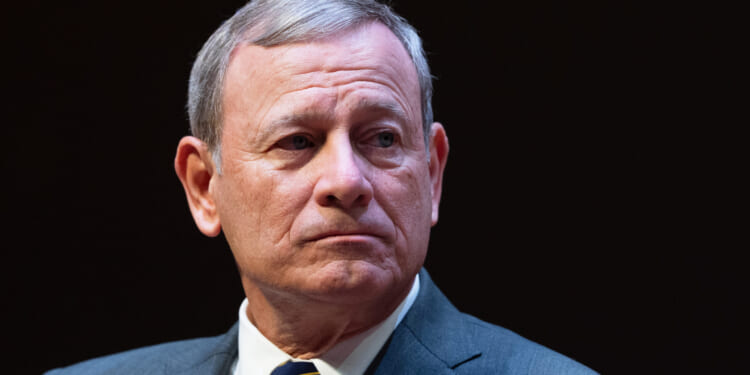 John Roberts, Chief Justice of the United States, speaks during a lecture to the Georgetown Law School graduating class of 2025, in Washington, D.C., on May 12, 2025.
