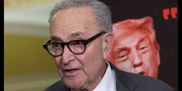 Senate Minority Leader Chuck Schumer speaks after a weekly Senate Democrat policy luncheon at the U.S. Capitol on March 3, 2026.