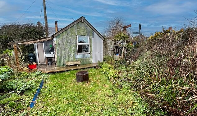 The shed where Catrina Davies has been living and the surrounding land have an auction guide price of £80,000 to £100,000